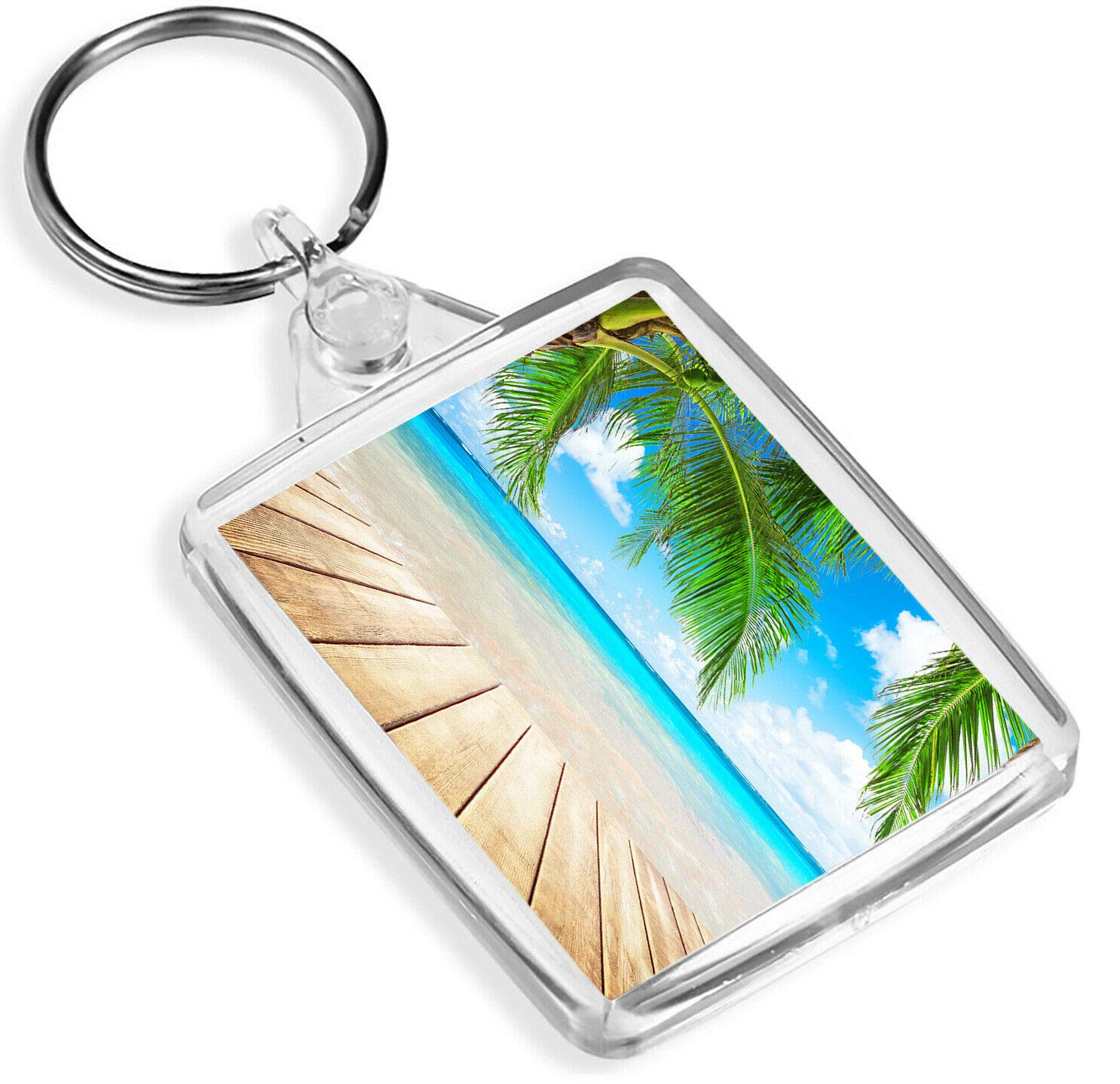 Destination Vinyl Keyrings Tranquil Beach Scene Keyring Summer Holiday Ocean Sea Keyring #13251