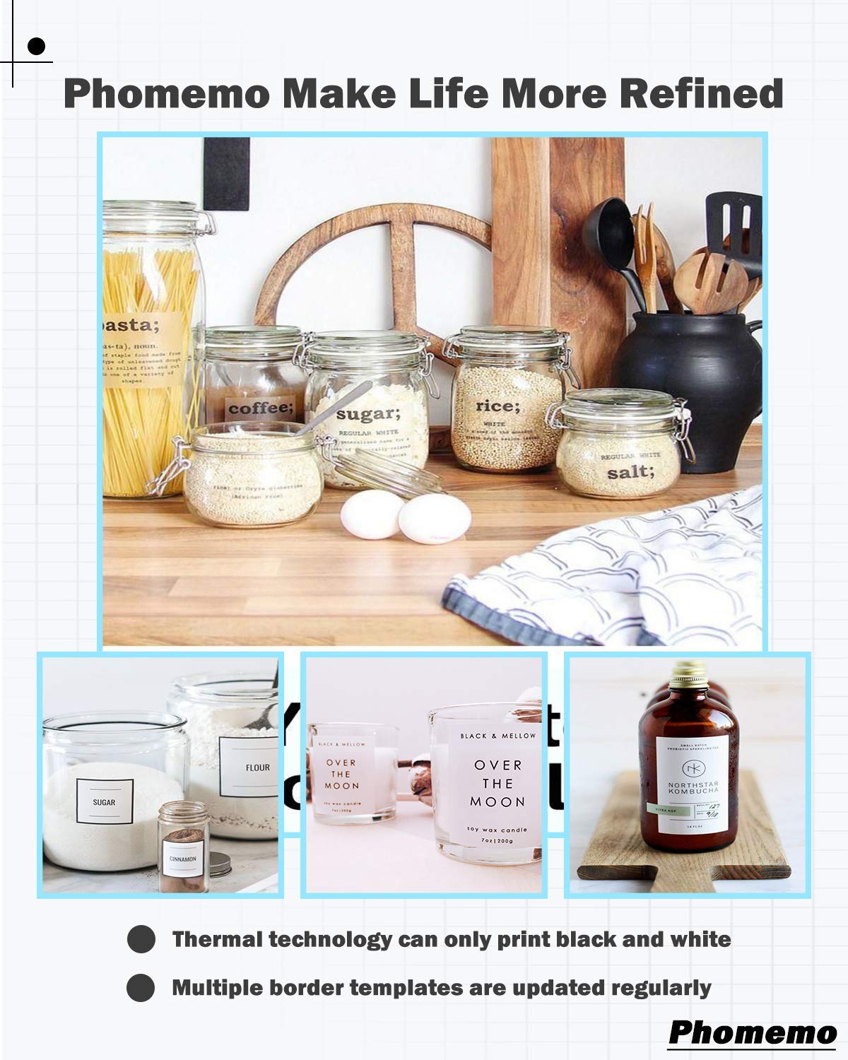 Étiquettes Thermiques Transparentes - Lot De 480 étiquettes Adhésives Résistantes à L'eau Et à L'huile - Parfaites Pour La Cuisine, Les Cosmétiques, Le Rangement