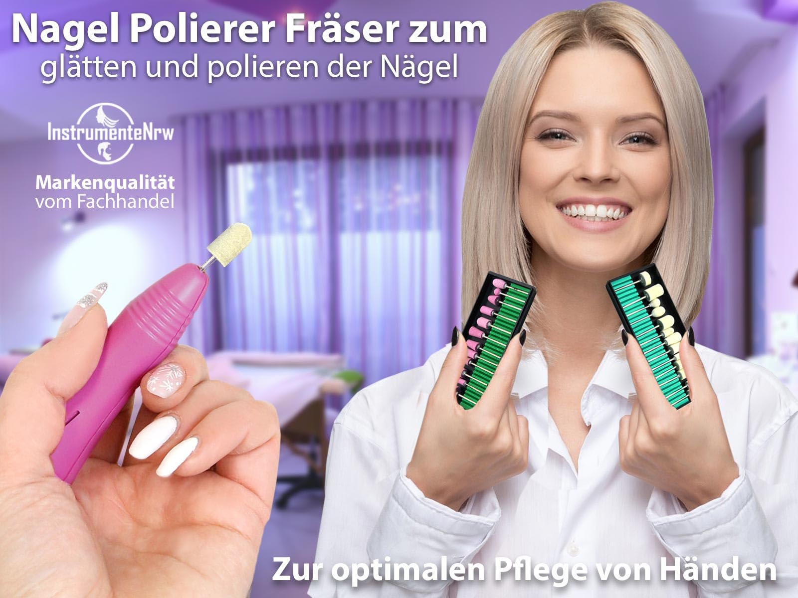 Fußpflege-Set Maniküre Fräser Kombi Fußpflegegerät Nagelfräser Schleifgerät | Hornhautentferner elektrisch mit Diamantschleifer und viel Zubehör
