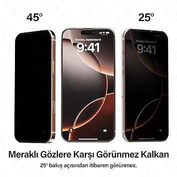 Epro iPhone 12 Pro Max İle Uyumlu PREMIUM Gizlilik (Privacy) Ekran Koruyucu 45° Hayalet Görünüm, Kolay Kurulum Hizalama Aparatlı, Darbelere Karşı Ekstra Güçlü ve Toz Bırakmayan Temperli Cam