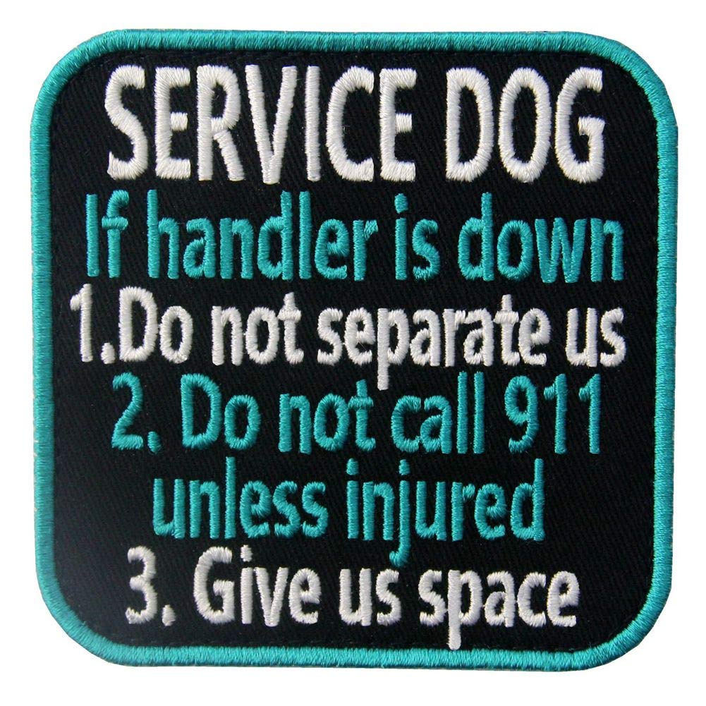 Service Dog If Handler is Down Vests/Harnesses Emblem Embroidered Fastener Hook & Loop Patch