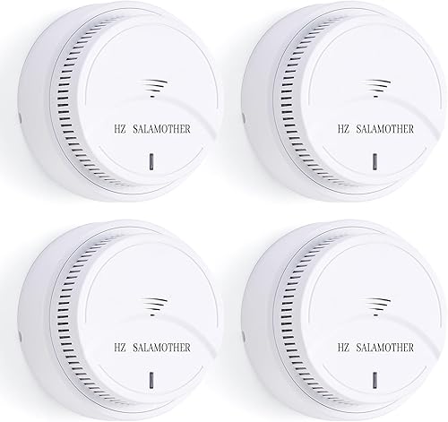 Miniatura 1 de Detector de humo, 4 unidades, detector de humo con tecnología fotoeléctrica con indicador LED y botón de prueba, detectores de humo para el hogar,