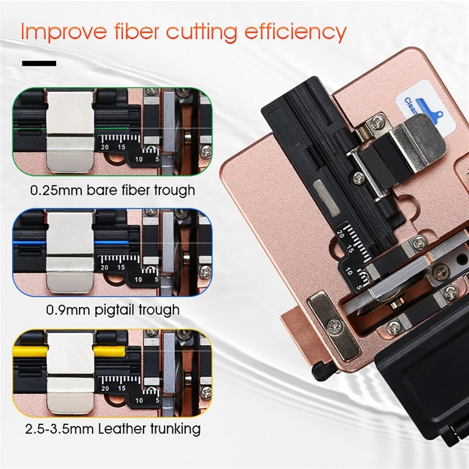 Couperet de fibres, Coupe-fibre de haute précision AUA-X2 avec boîte à déchets fibres, outils coupe câble thermofusible connexion froid fibre optique FTTH(AUA-X2(Black))