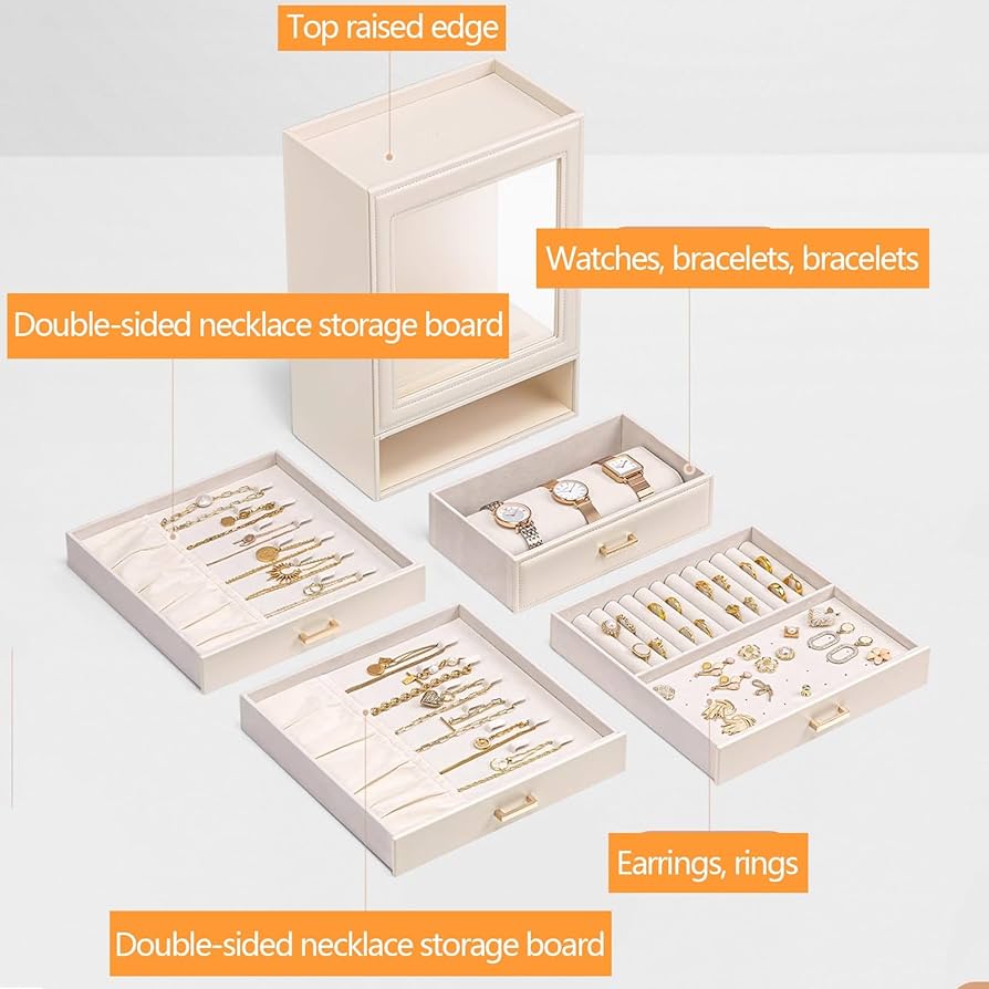 Amazon｜女性用ジュエリーボックス 大容量 透明窓付き 縦型ジュエリー