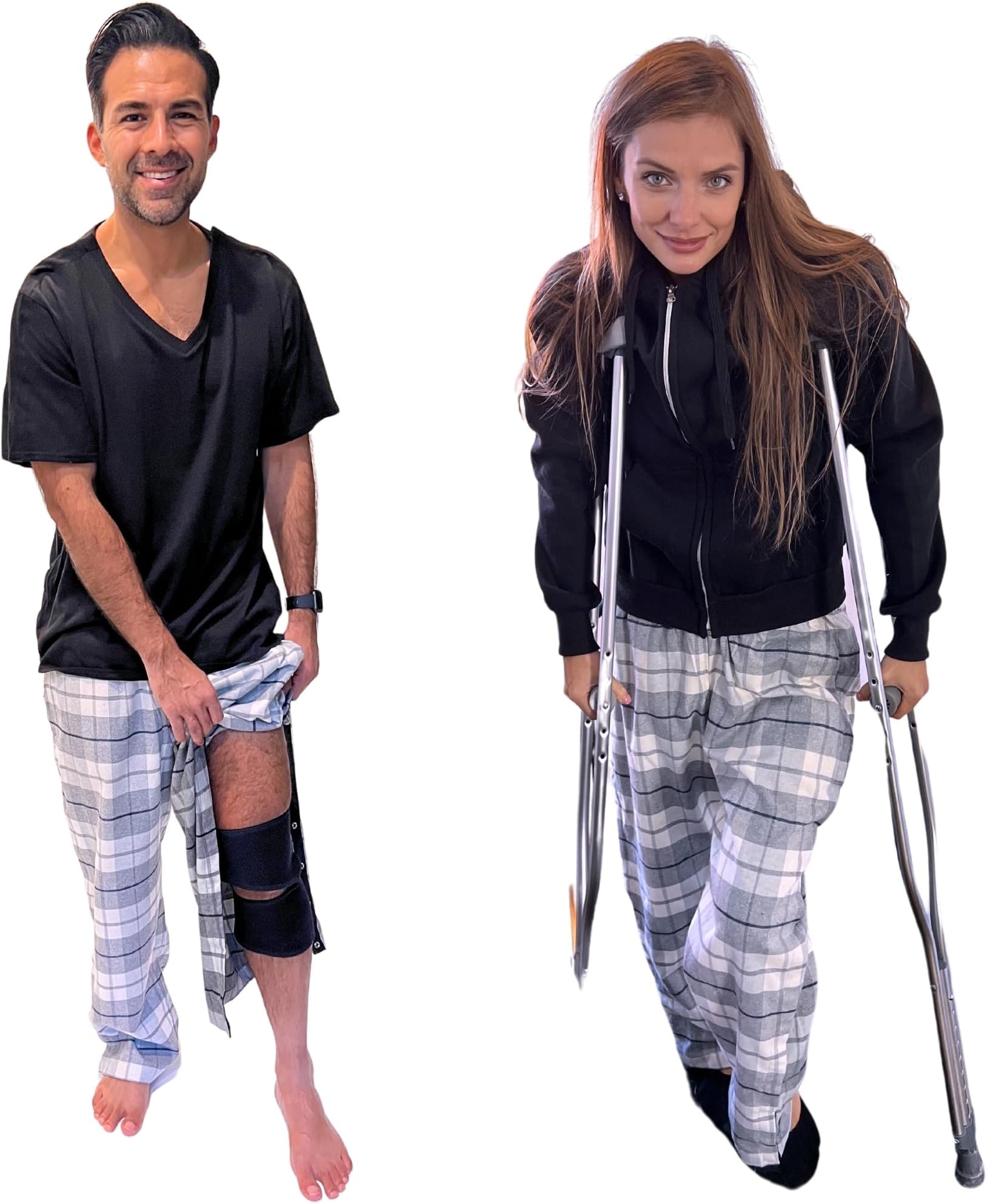 Inspired Comforts Unisex Tearaway Post Surgery Recovery Pajama Pants with Side Snaps & Pockets