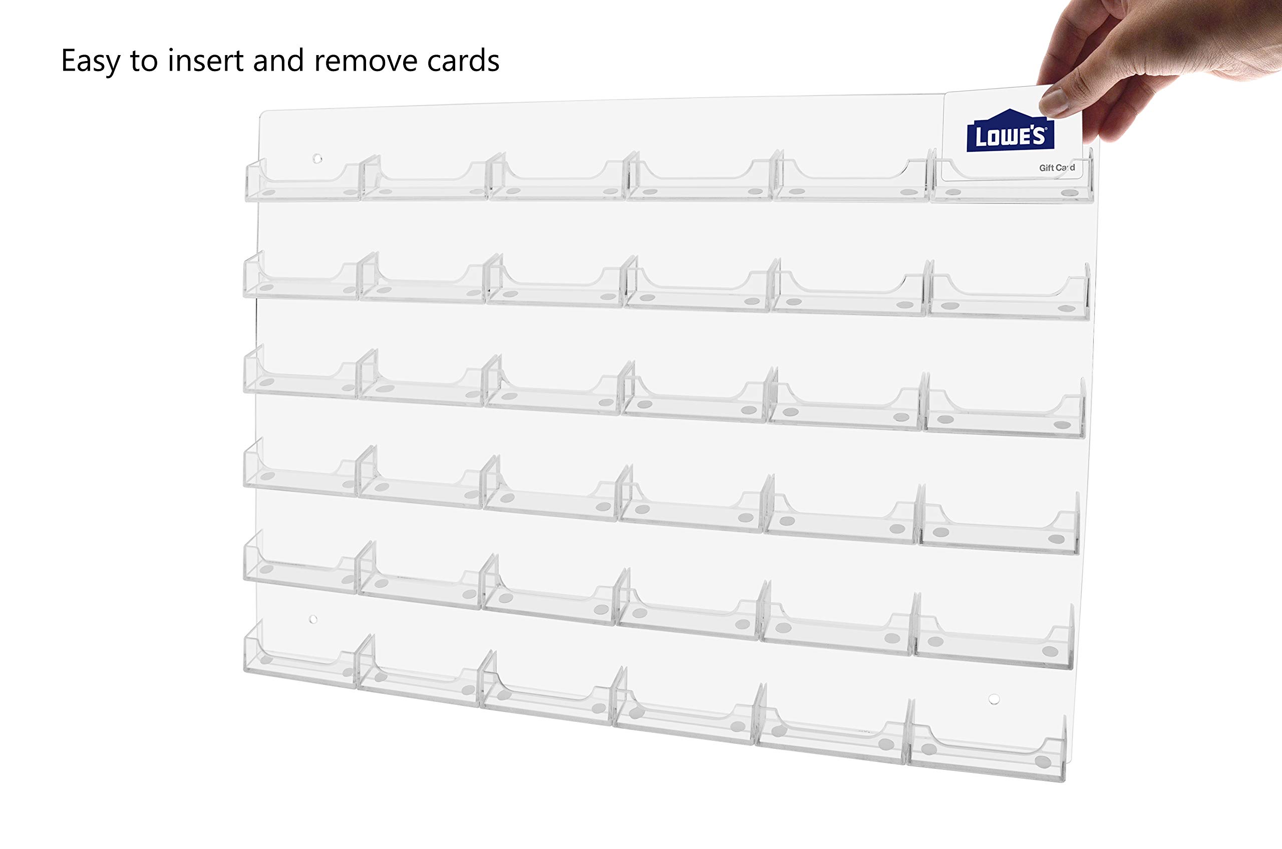 Amazon.com : Clear Plastic Business Card Holder Wall Mount 36 Pocket Display  Rack Organizer Multi Slot Hanging Sticker Display Gift Membership or  Discount Cards Acrylic by Marketing Holders : Office Products