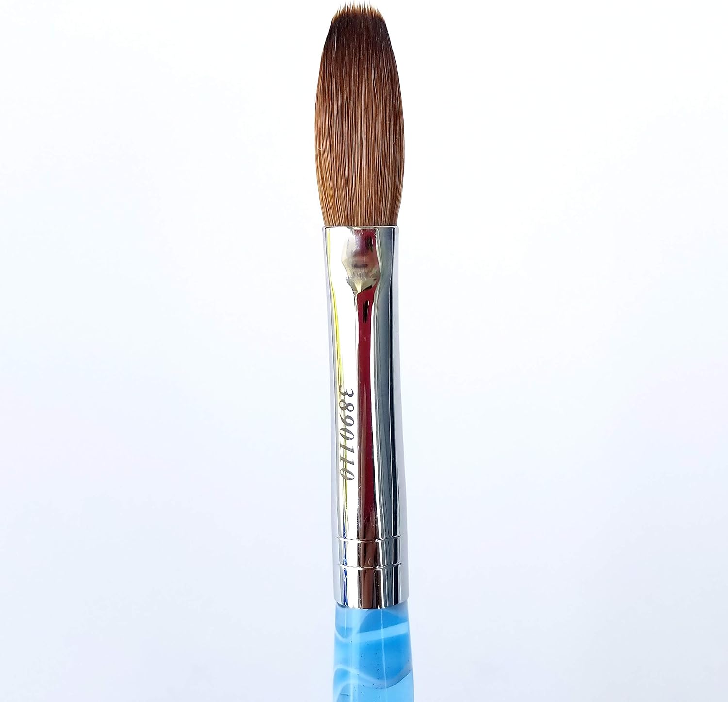 Kolinsky CRIMPED Blue Marble Handle Petal Acrylic Powder Nail Brush (size 18)