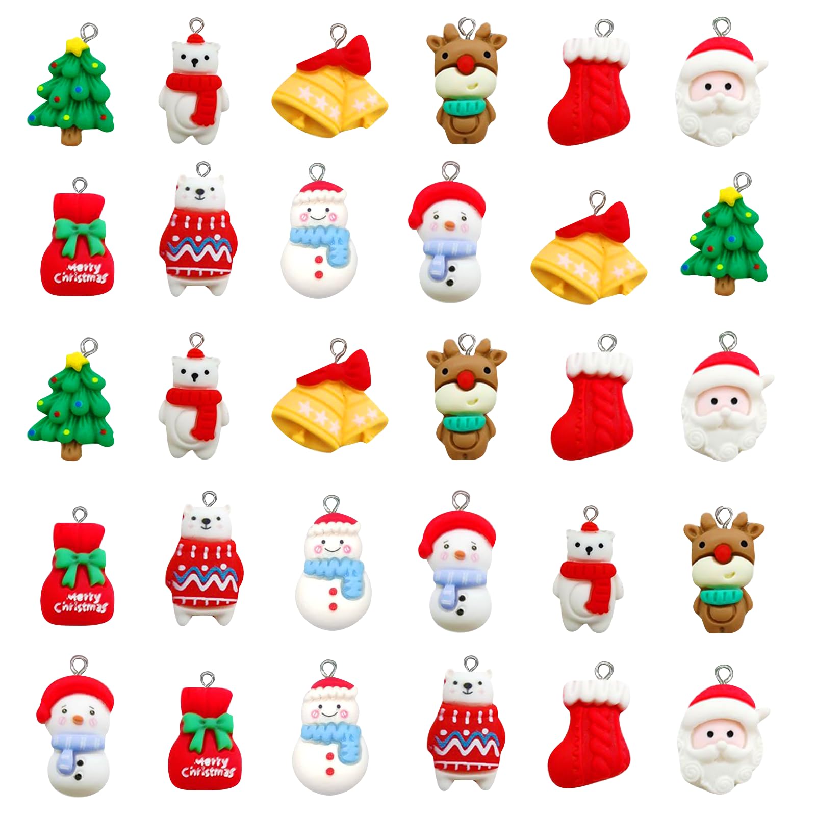 Mini Adornos de Navidad, 30pcs Mini Adornos Navideños de Resina, Mini Colgantes Resina Navideñas, Navidad Colgante Decoración, Mini Adornos de Árboles de Navidad, para Manualidades Navideñas