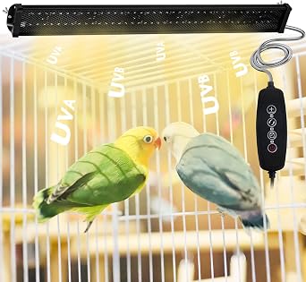 Bird Light for Cage,Full Spectrum LED Birdcage Lighting,Bird Lamp with Intelligent Cycle Timing,Natural Sunlight Simulation,Chew-Proof Design,Bird Cage Accessories for Captive Birds Parrots22" Long