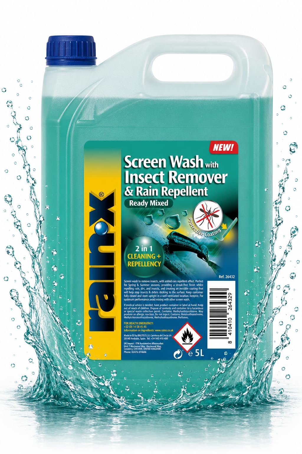 Rain-X RTU Summer Screenwash with Insect Remover & Rain Repellent - 5L