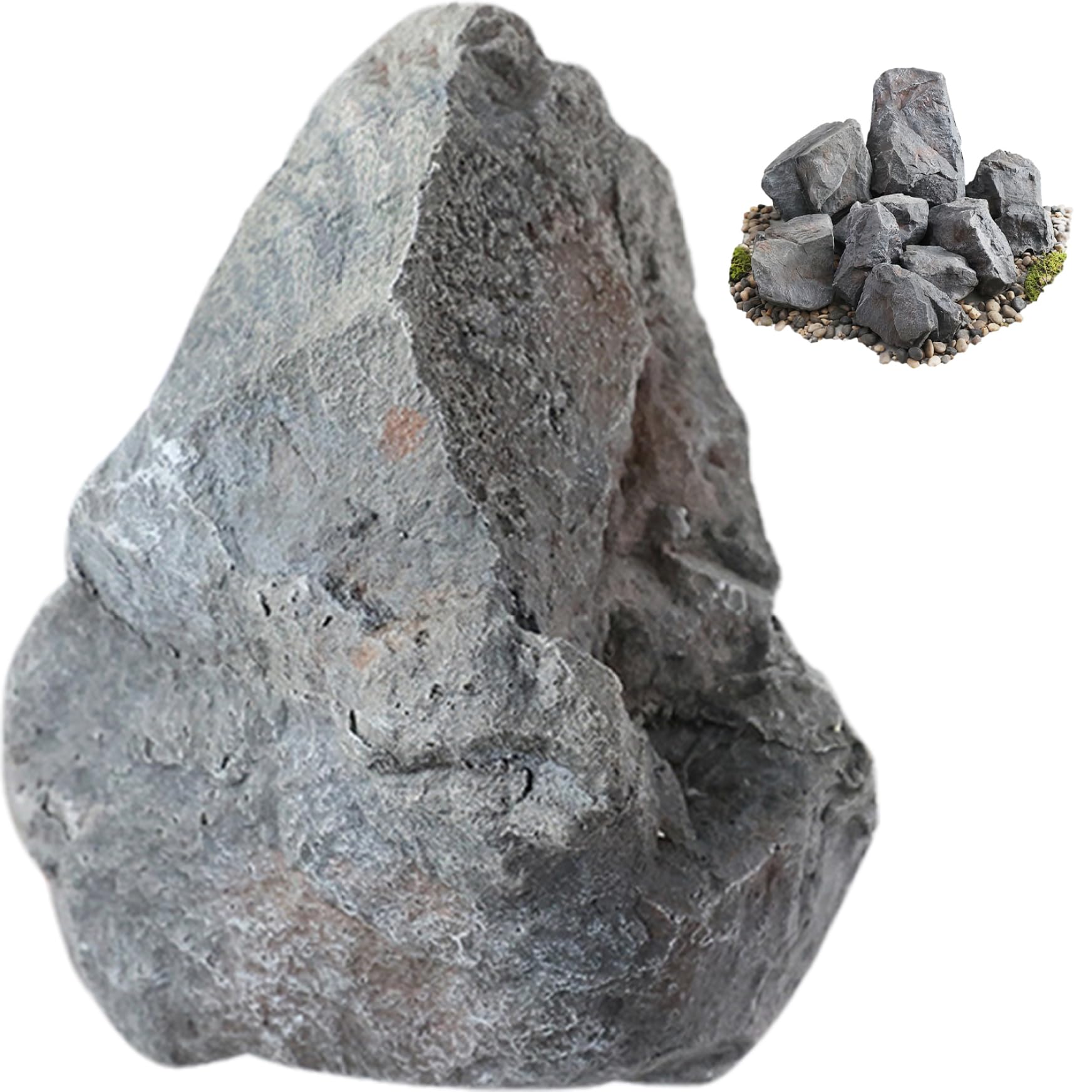 Bemonew Style 2 Rocks Realistic Artificial Landscape Rock Diy Indoor Outdoor Ground Decorative Lightweight Pu Weather-Resistance Faux Rocks For Garden, Yard, Lawn (Not Hollow)