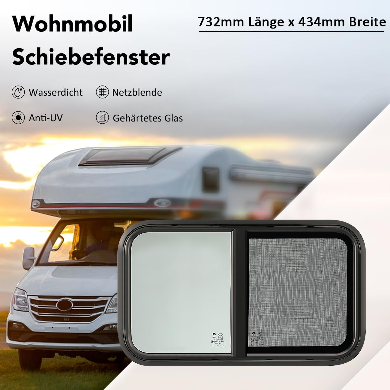 GEARMONSTER Finestra laterale per roulotte, camper per per camper, rimorchio 700 x 400 mm