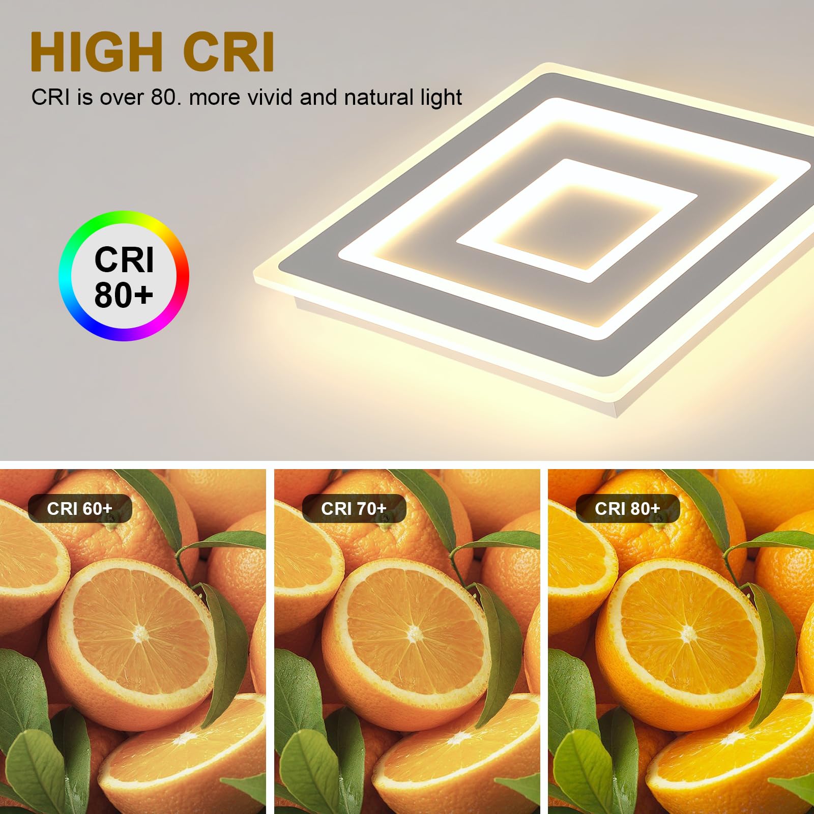 Comely LED Deckenleuchte 52W Quadrat 40cm, Warmweiß 3000K, Moderne Deckenlampe für Wohnzimmer, Schlafzimmer, Flur, Küche, Acryl LED Deckenbeleuchtung Innen, Flache Lampe Weiß