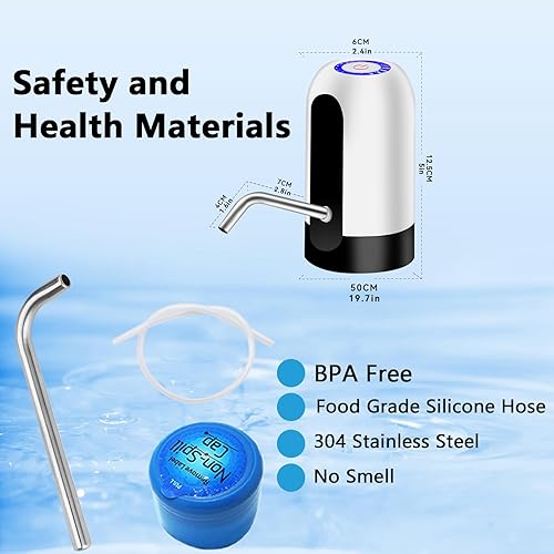 Miniatura 6 de Ausxaron Dispensador de botella de agua, dispensador de bomba de agua, bomba eléctrica portátil para jarra de agua con carga USB, bomba de agua