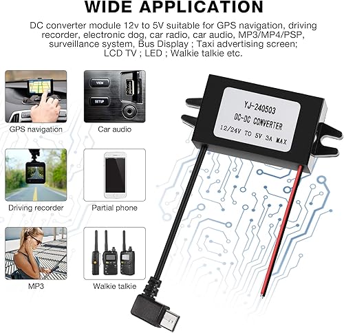 Miniatura 6 de 2 piezas convertidor de corriente directa de 12 V a 5 V, 3 A, 15 W, módulo convertidor de corriente directa, regulador de voltaje reducido,