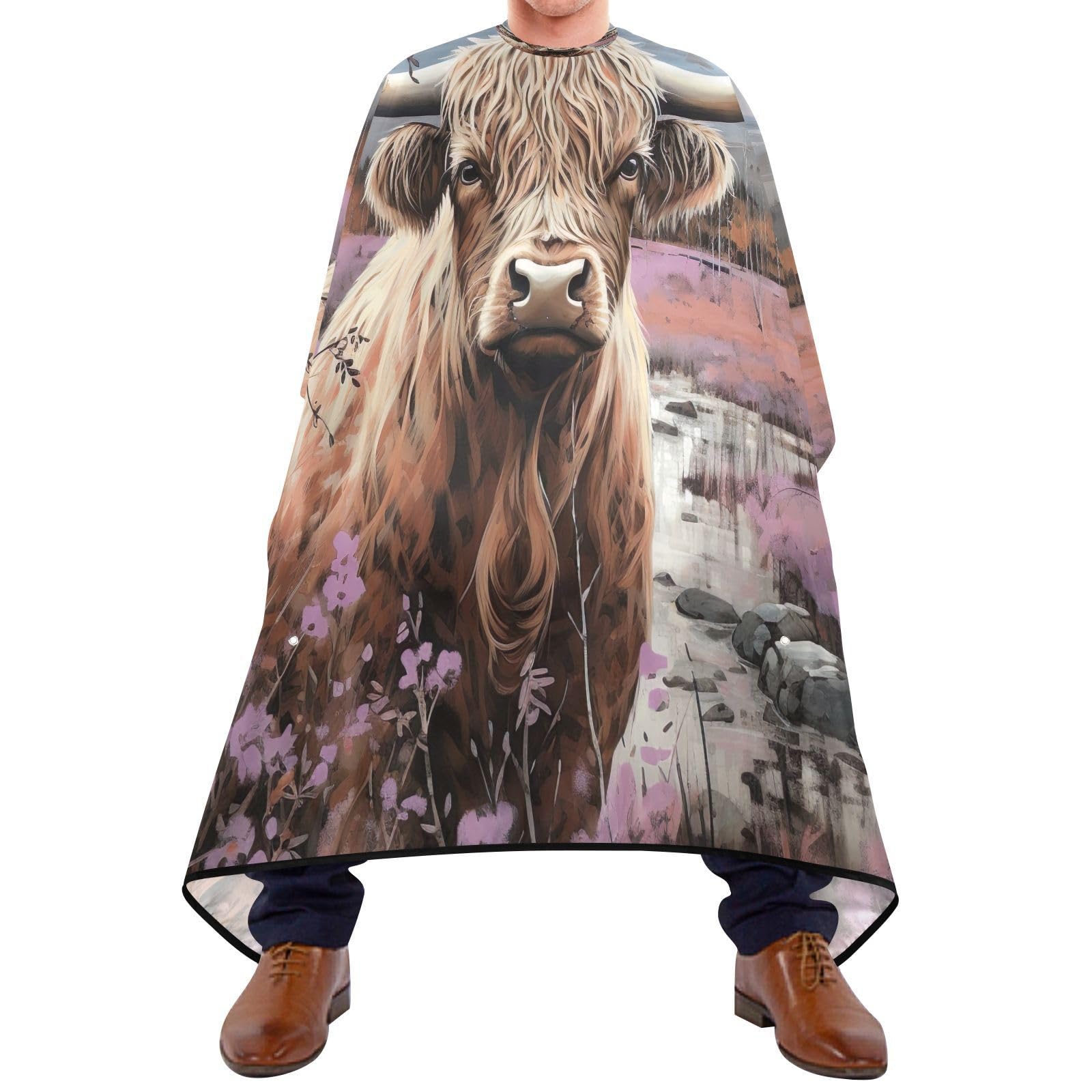 Jihqo Farm Highland Cow Hair Cutting Capes for Adults Salon Barber Cape with Adjustable Closure Hairdresser Cape for Men Women Haircut