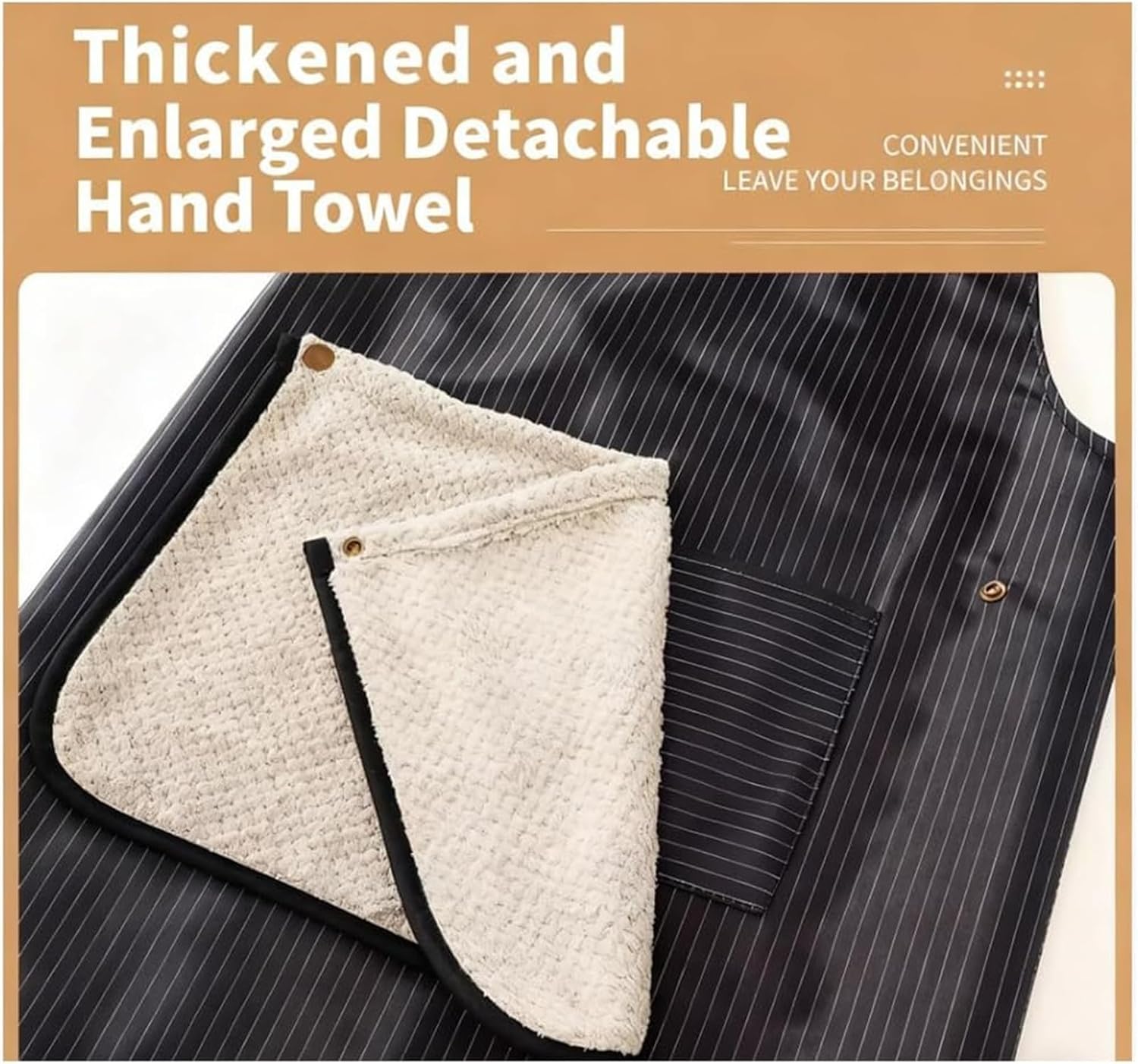 Apron with Pockets for Women and Men Cross Back Design with Towel, Waterproof Lightweight Fabric - Image 4