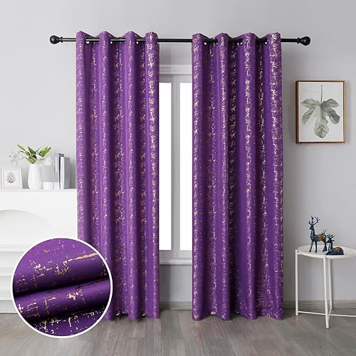 Taisier Home Cortinas texturizadas de lino con estampado de lámina dorada, cortinas con diseño de puntos geométricos para guardería, habitación de