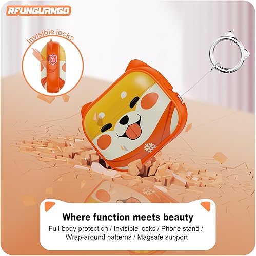 Miniatura 5 de RFUNGUANGO Funda protectora compatible con AirPods Pro de 2 generación, con función de soporte para teléfono celular, funda protectora adecuada para