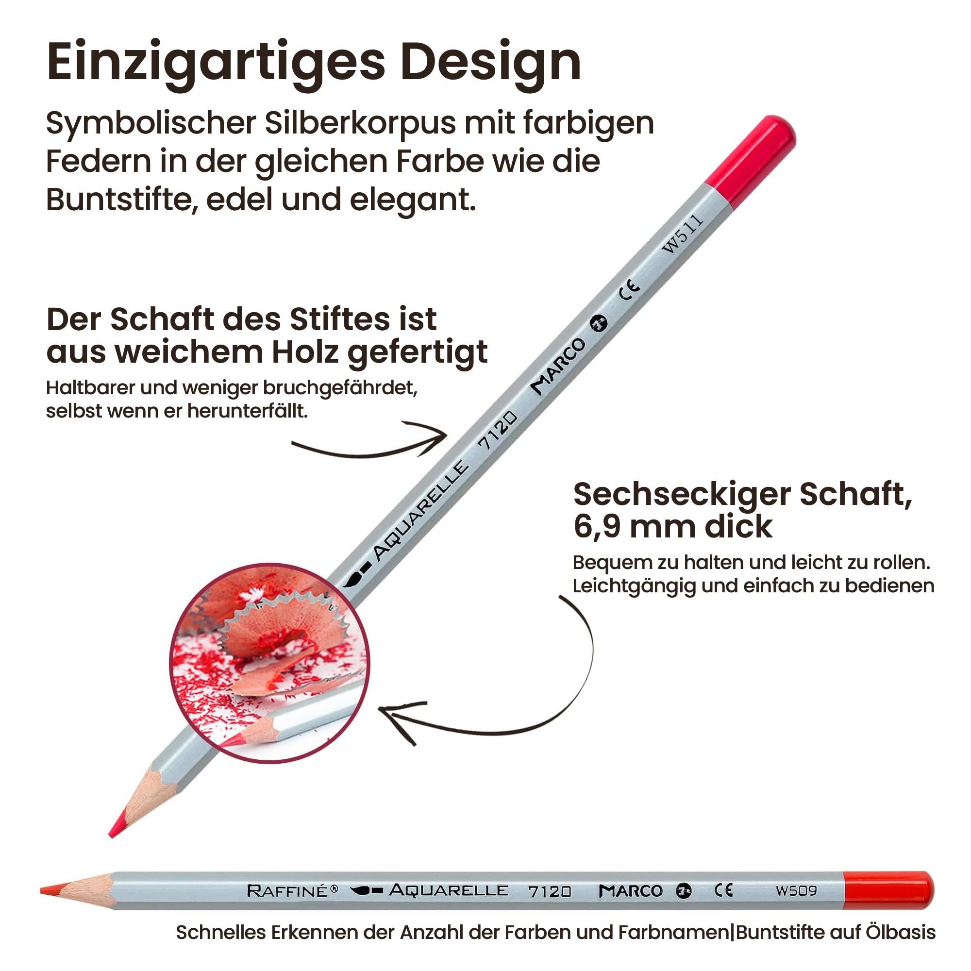 MARCO 7120 Matite Colorate Idrosolubili - 24 Vividi Colori, Mine Grosse a Gesso in Legno Esagonale, Scatola di Carta per Pittori Professionistie Amanti della Pittura