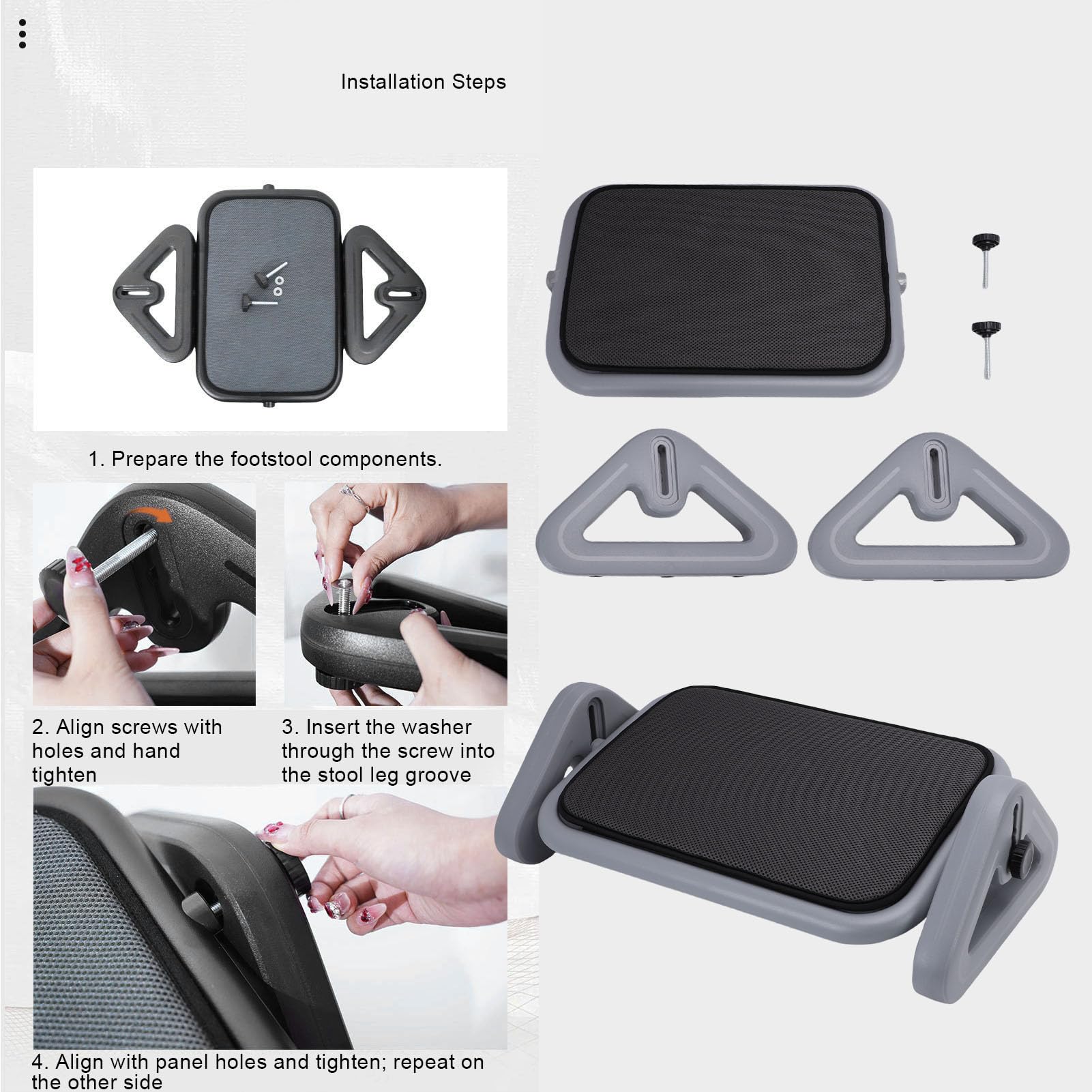 Asixxsix Poggiapiedi, Poggiapiedi Regolabile in Plastica per Sotto la Scrivania Al Lavoro, Pannello Grande con Base Antiscivolo, Ergonomico per Ufficio e Casa