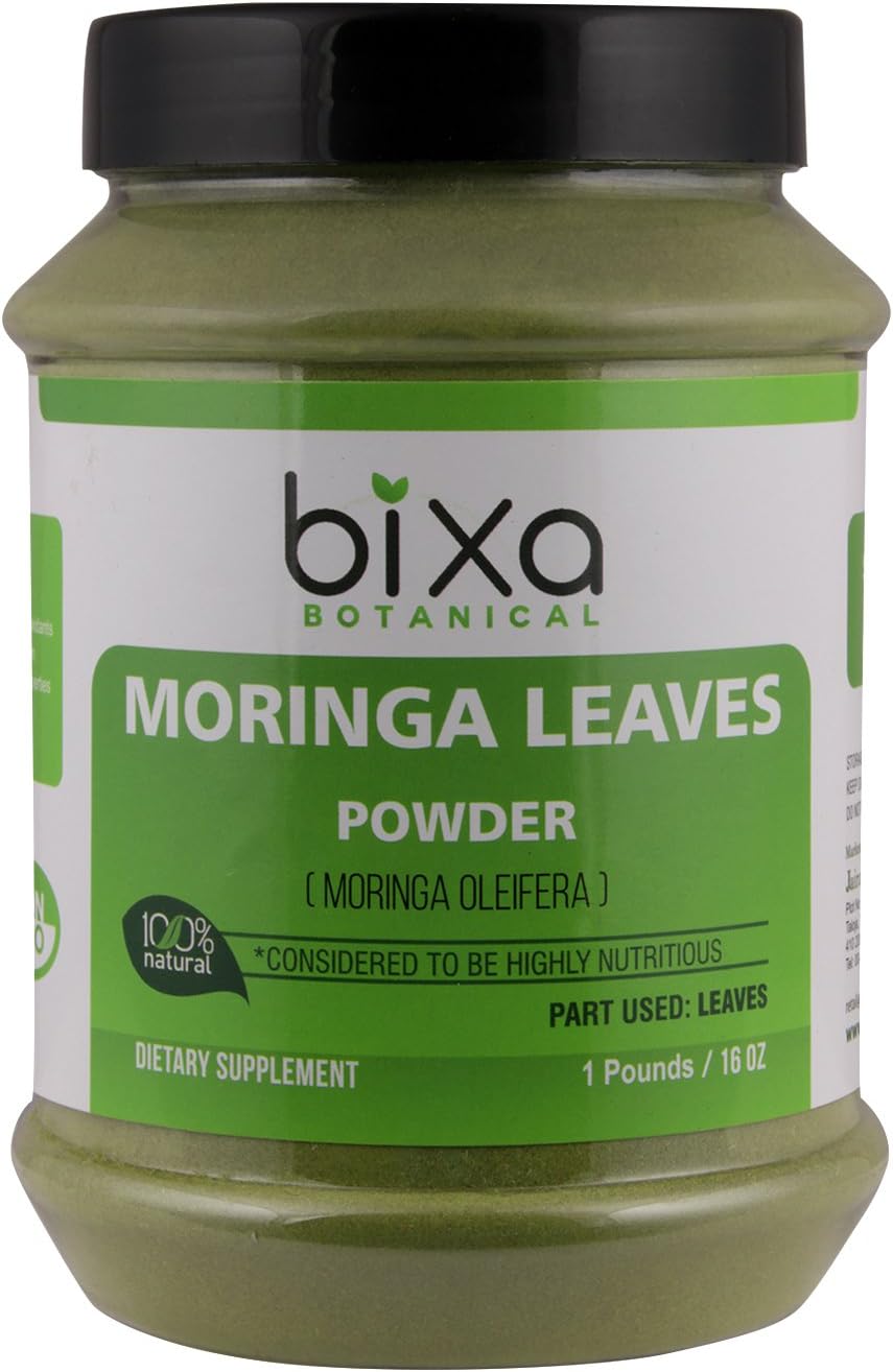 Moringa Leaf Powder (Moringa Oleifera) 16 Oz (1 Pound) Pack of 1, Multi-Vitamin Green Super Food Supplement ǀ Helps in Joint Pain and Blood Circulation ǀ Pure Natural Nutrition Supplement