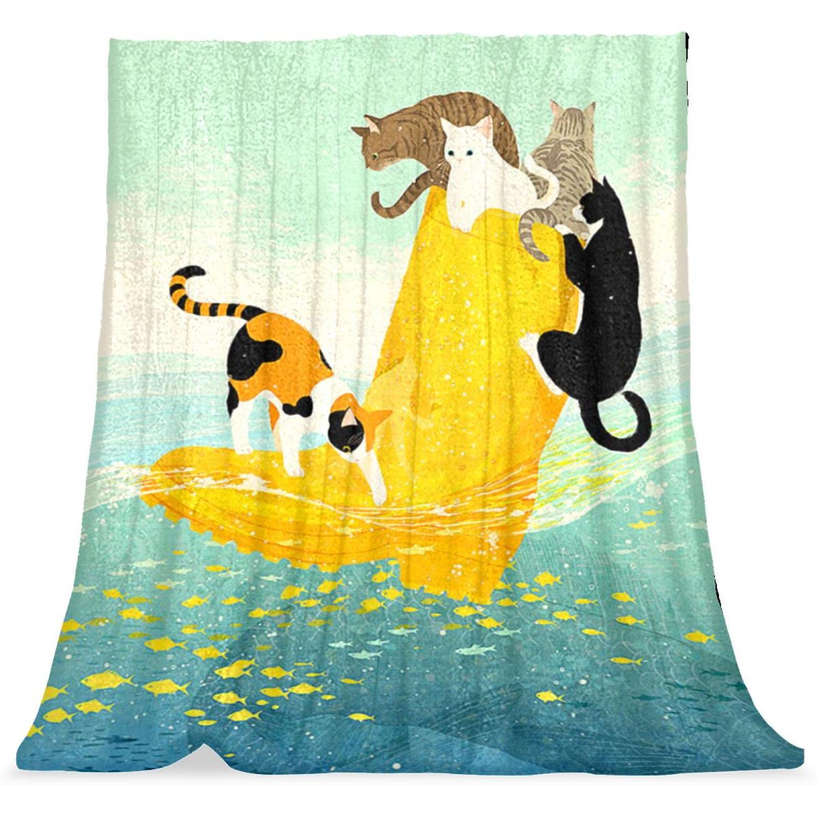 Couvre-lit animal de bande dessinée chats TBOUOBT pour lit enfant