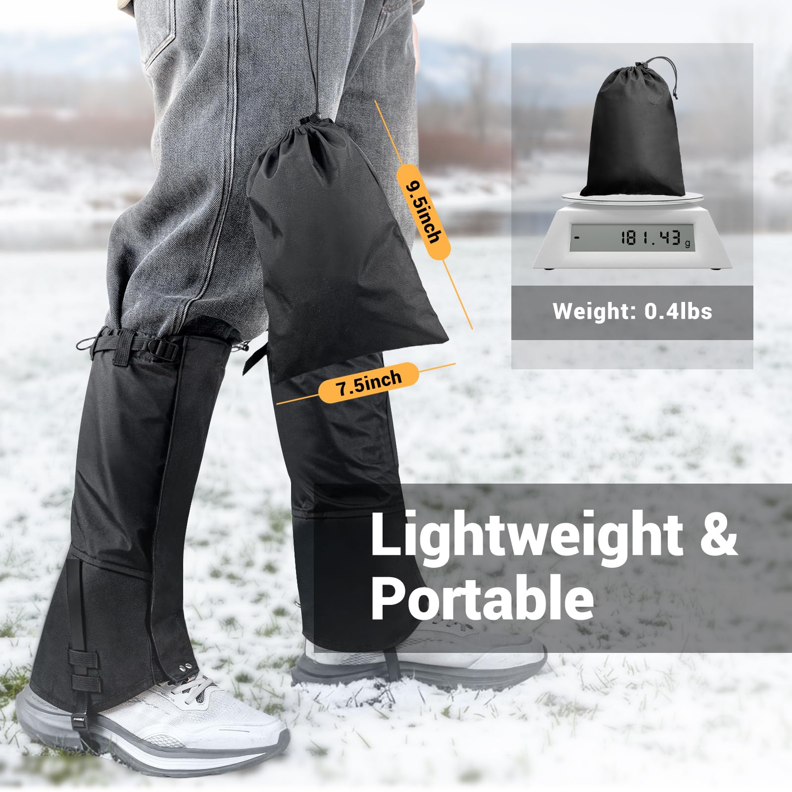 Pro - Polainas de pierna reforzadas de grado militar, 100% impermeables y ajustables, protectores de piernas todo terreno para senderismo, caza, raquetas de nieve y trabajo al aire libre
