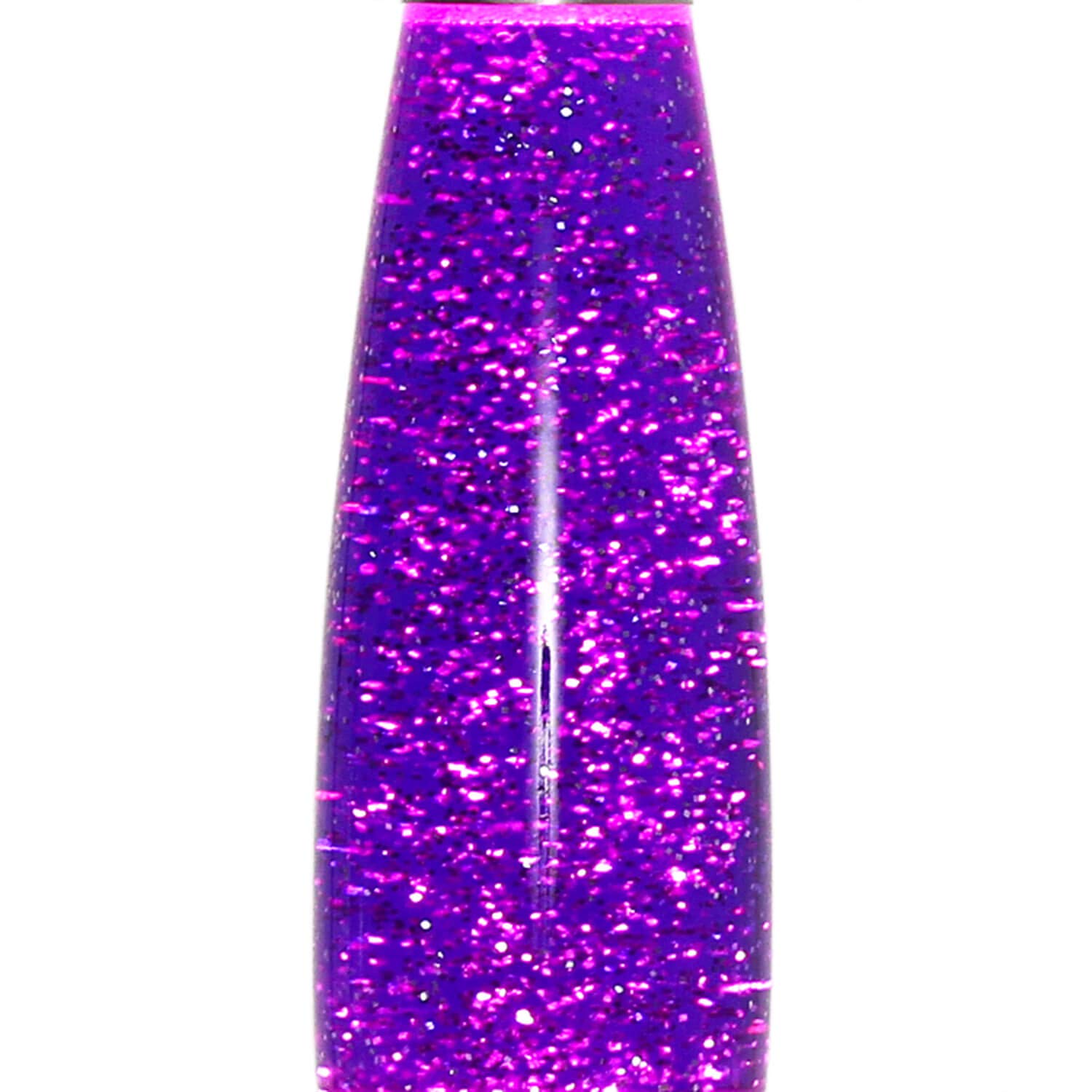 Easylight Lavalampe Aluminium Glas in Silber Lila Wohnzimmer Jugendzimmer H:40 G9 inklusive Leuchtmittel Glitter Glitzer Tischleuchte ANGELINA