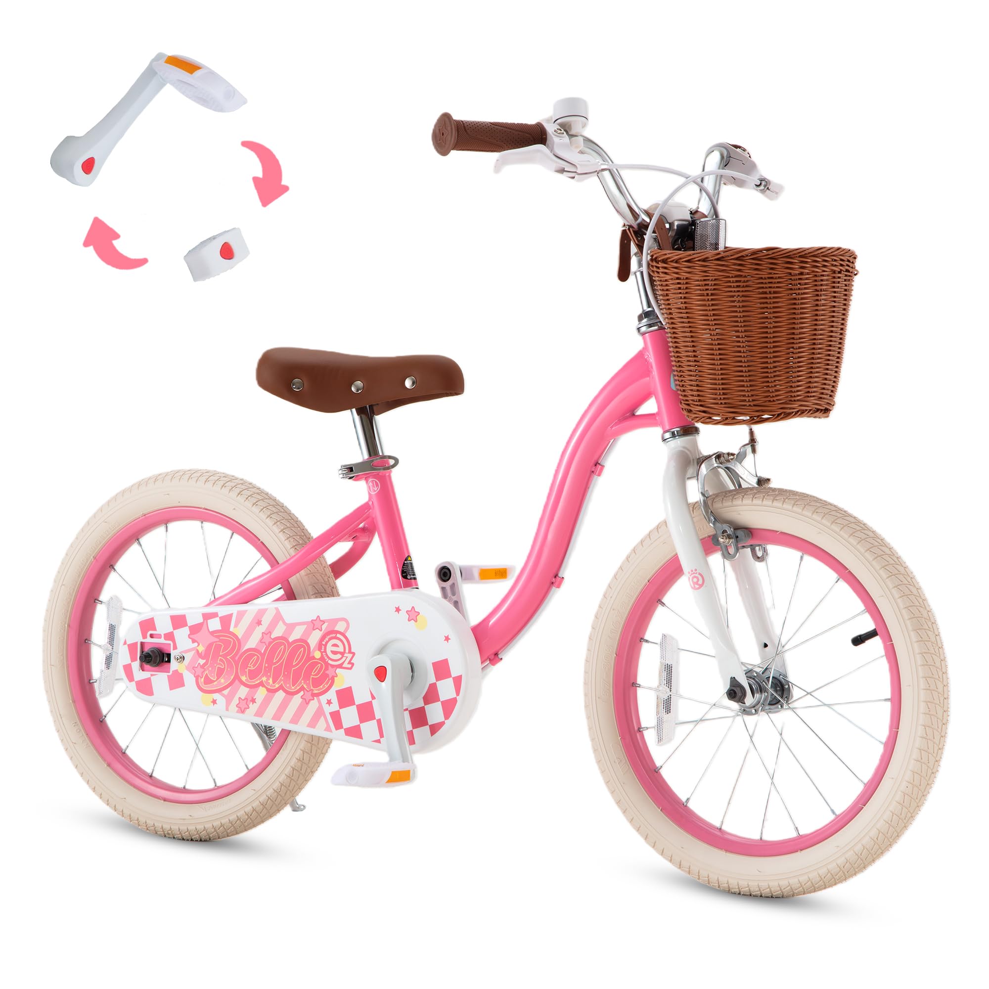 RoyalBaby Girls Bike Belle EZ Kids Bike, Balance and Pedal Bicycle, 14 16 18 Inch Wheel for Age 3-8 Years Toddlers to Big Kids, Pink & Purple