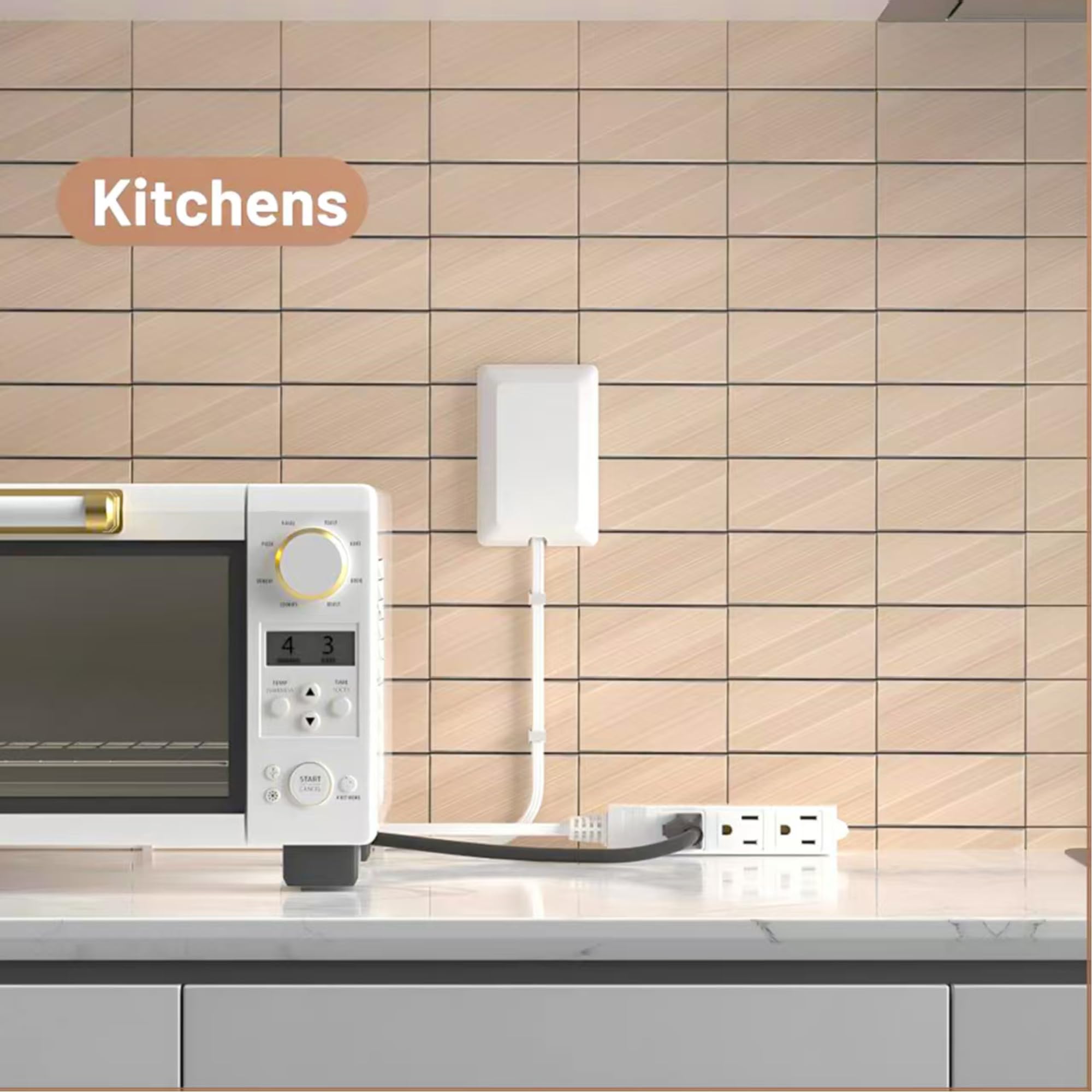 Flat Plug Power Strip Wall Outlet, 3 AC Outlets, Ultra Thin Extension Cord, Multi Socket Extender for Home Office, Dorm Room Essentials for Girls and Boys (White 5ft)