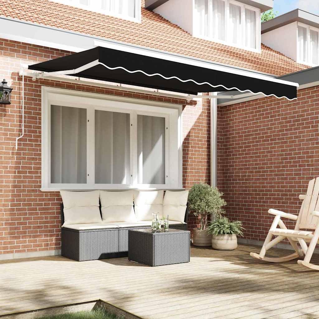 Leasha Toile de Rechange Store Banne avec Lambrequin, Toile Tissu de Remplacement pour Auvent 330x245 cmm Noir Polyester