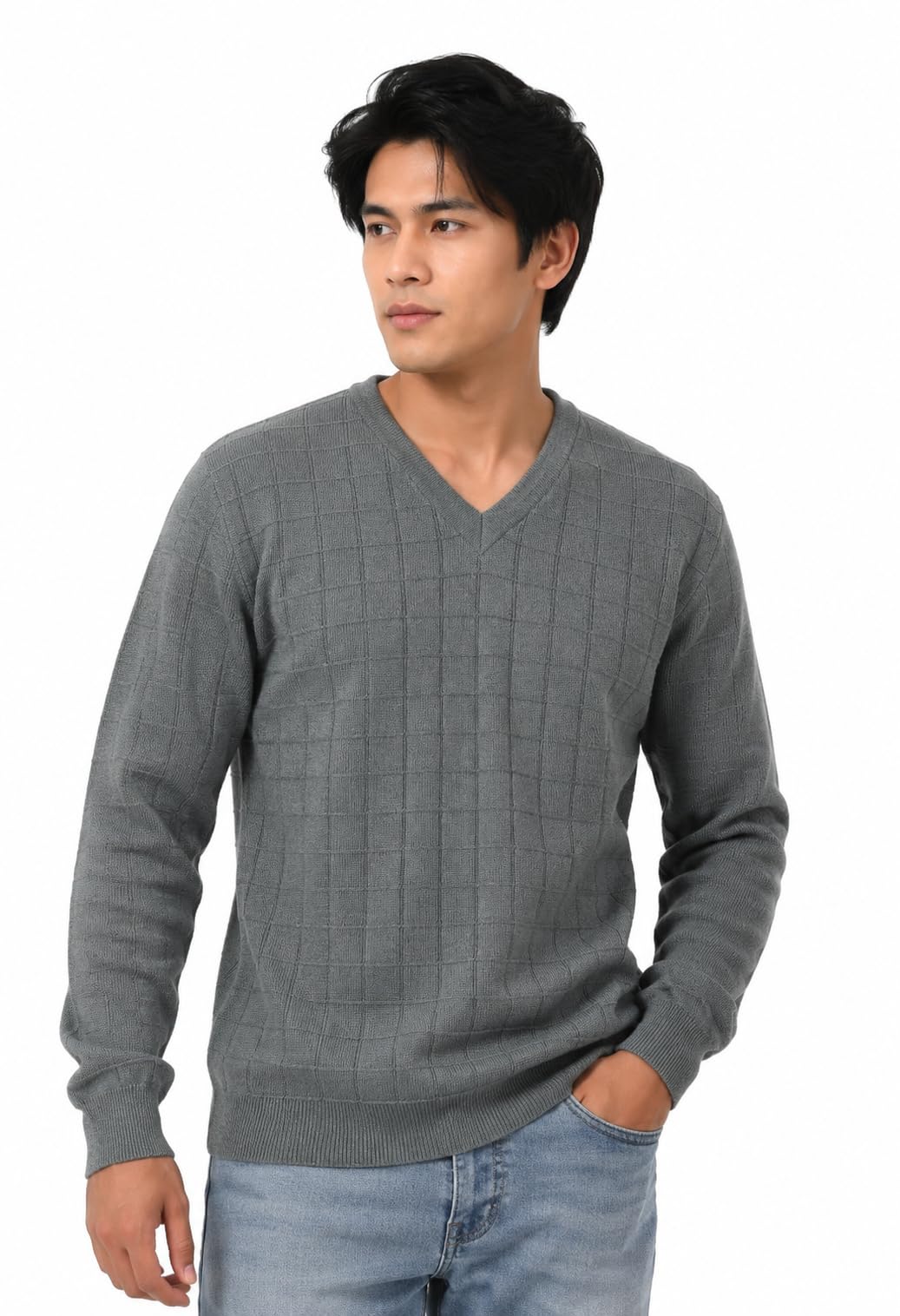 Men OSWAL SELF Check Sweater-image-42