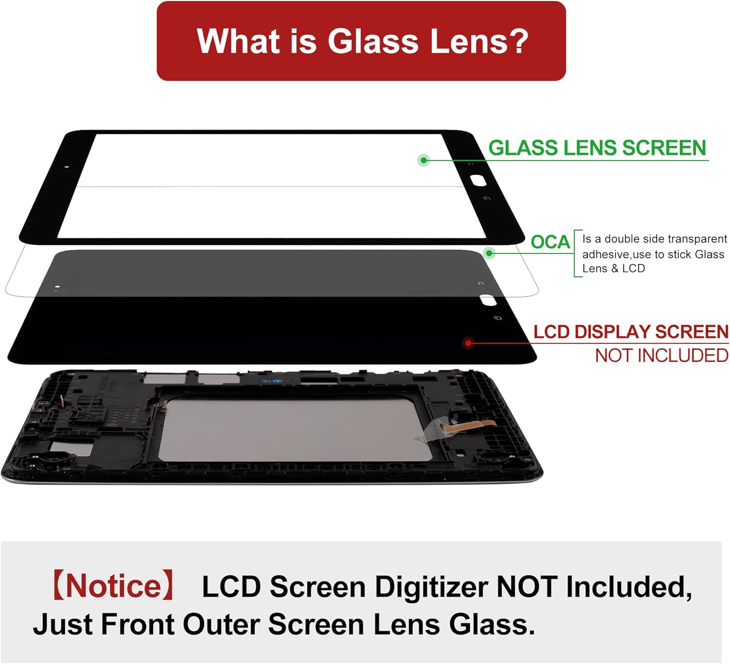 Front Screen Glass Outer Panel Lens Replacement +OCA Compatible with Samsung Galaxy Tab S7 FE 12.4 inches SM-T730,SM-T733,SM-T736 (No LCD Screen and Touch Digitizer) with Repair Kit
