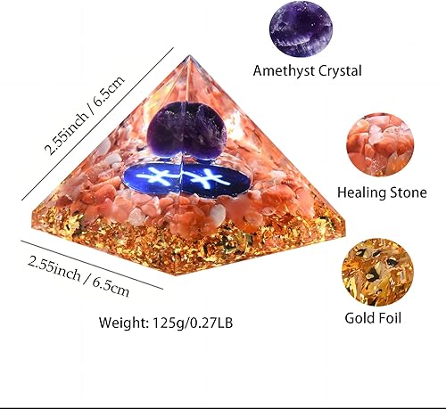 Miniatura 4 de Pirámide de orgón, cristales curativos de amatista, pirámide, decoración de oficina para mujer, decoración de escritorio, decoración de estantes,