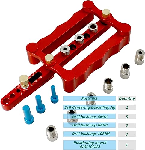 Miniatura 6 de HFS (R) Autocentrado Dowelling Jig Guía de perforación de agujero de clavija de madera Localizador posicionador de carpintería ondulado con
