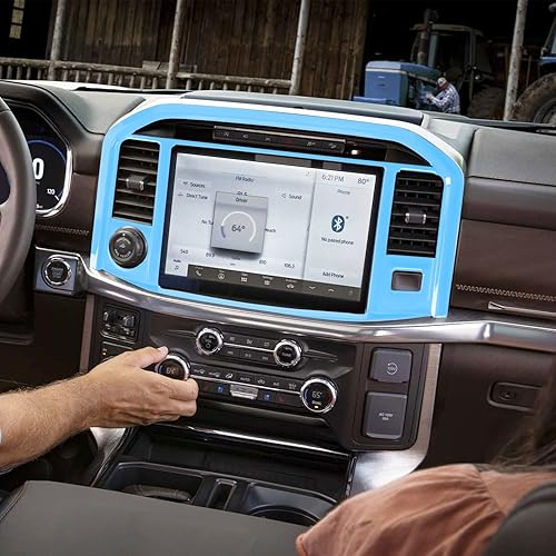 Miniatura 7 de Voodonala Cubierta del panel de navegación de la consola central para Ford F150 2021+, decoración interior, accesorios exteriores (1 unidad, azul