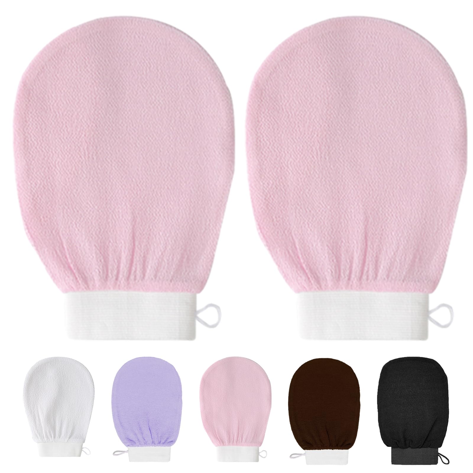 Exfoliating Glove, Deep Revive Glow Exfoliating Glove, Dual-Sided Body Scrub Mitt for Smooth Skin, Spa Quality Exfoliation, for All Skin Types (Pink*2