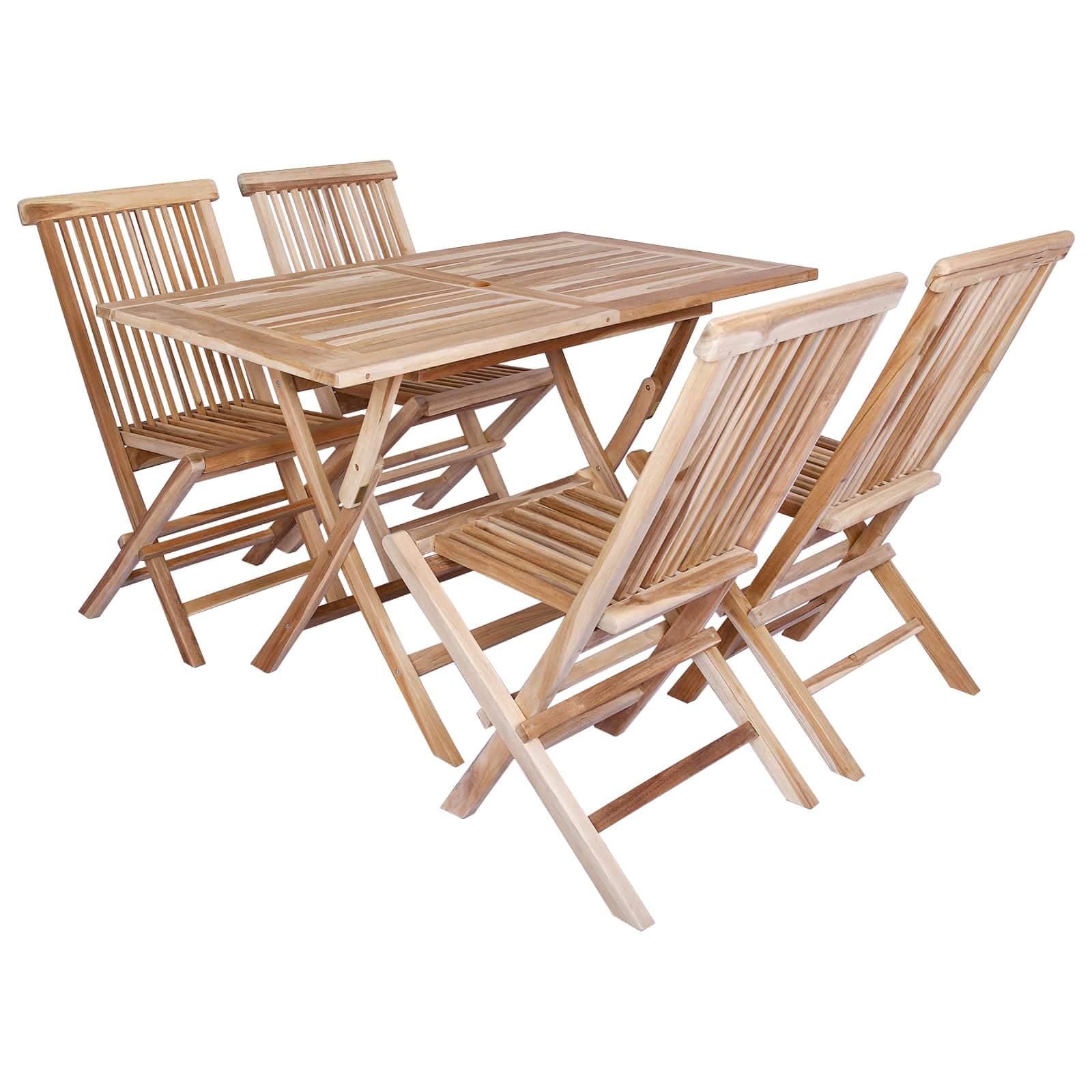 vidaXL Set di Mobili da Giardino 5 pz Naturale Legno di teak solido