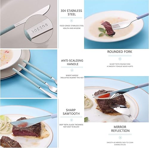 Miniatura 4 de Utensilios portátiles para el hogar, juego de cubiertos reutilizables con estuche, cubiertos de viaje de metal de acero inoxidable, vajilla de