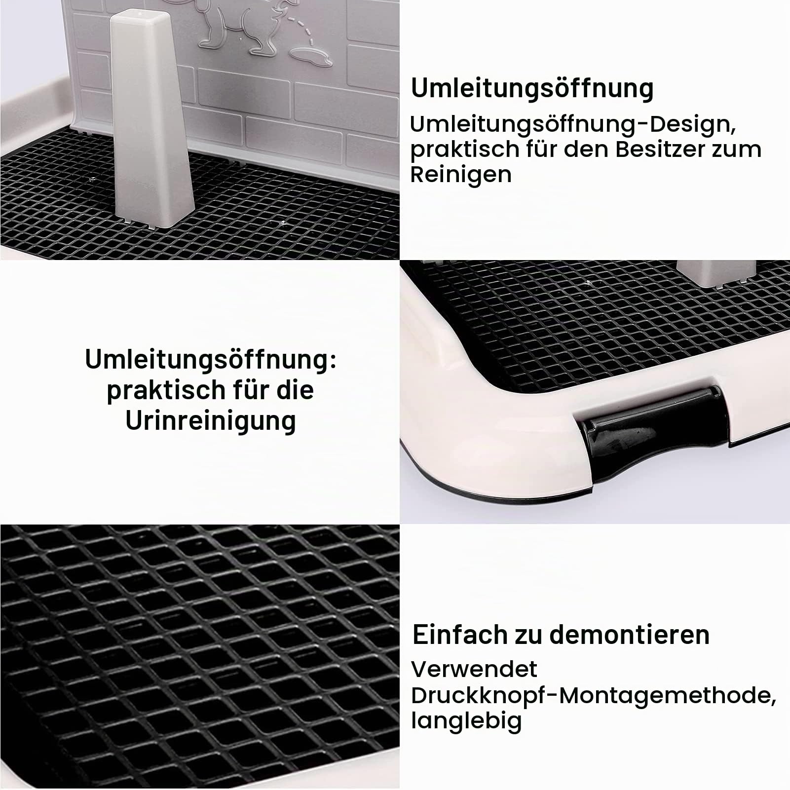 Qcwwy Hundetoilette, Indoor-Hundetöpfchen-Tablett für Hunde, Welpentraining, Toilette, Pee-Pads, Wohnung und Terrassentraining (Schwarz)