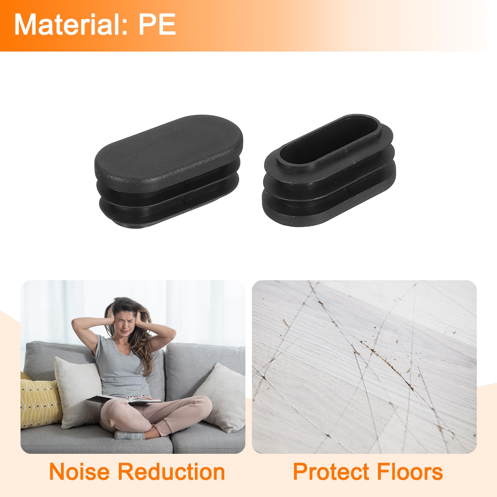 50 Tappi Plastici Ovali 15x30mm - Per Tubi Metallici, Gambe Di Sedie E Mobili, Protezione Antisporco - Foto 6