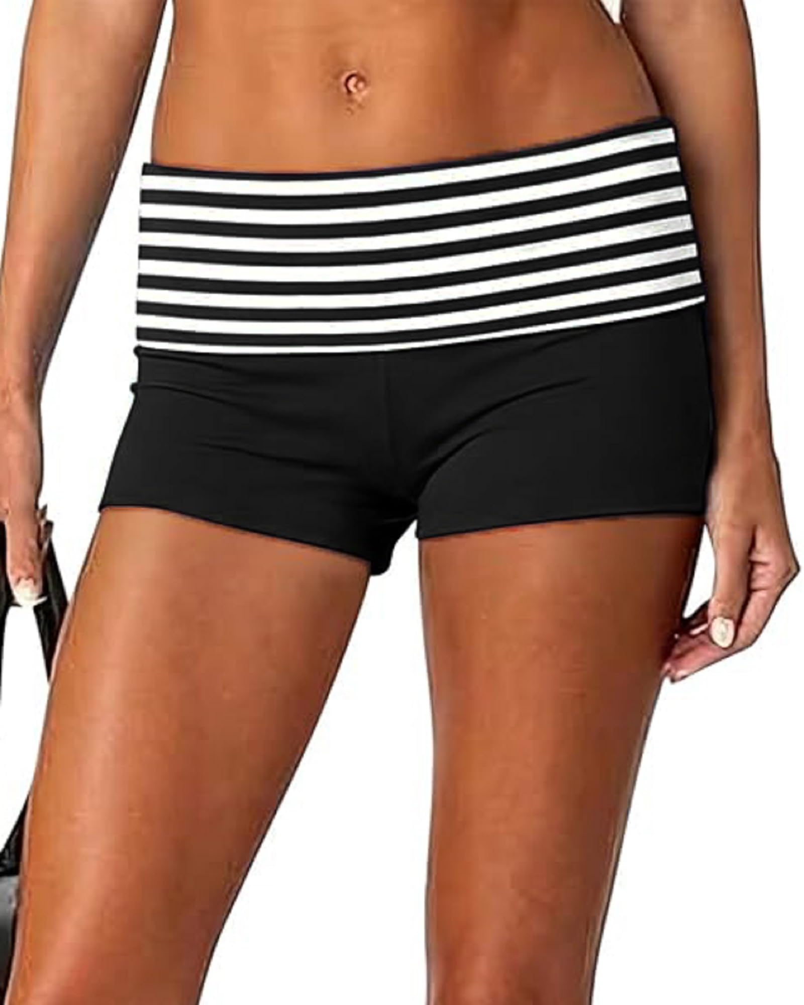 Women Fold Over Lounge Shorts Sexy Low Rise Yoga Shorts