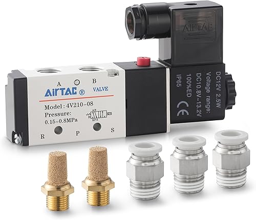 Miniatura 9 de Válvula solenoide AC110V 3/2 vías AirTAC 3V210-08 de 1/4"PT de salida con cable, neumática, eléctrica, normalmente cerrada