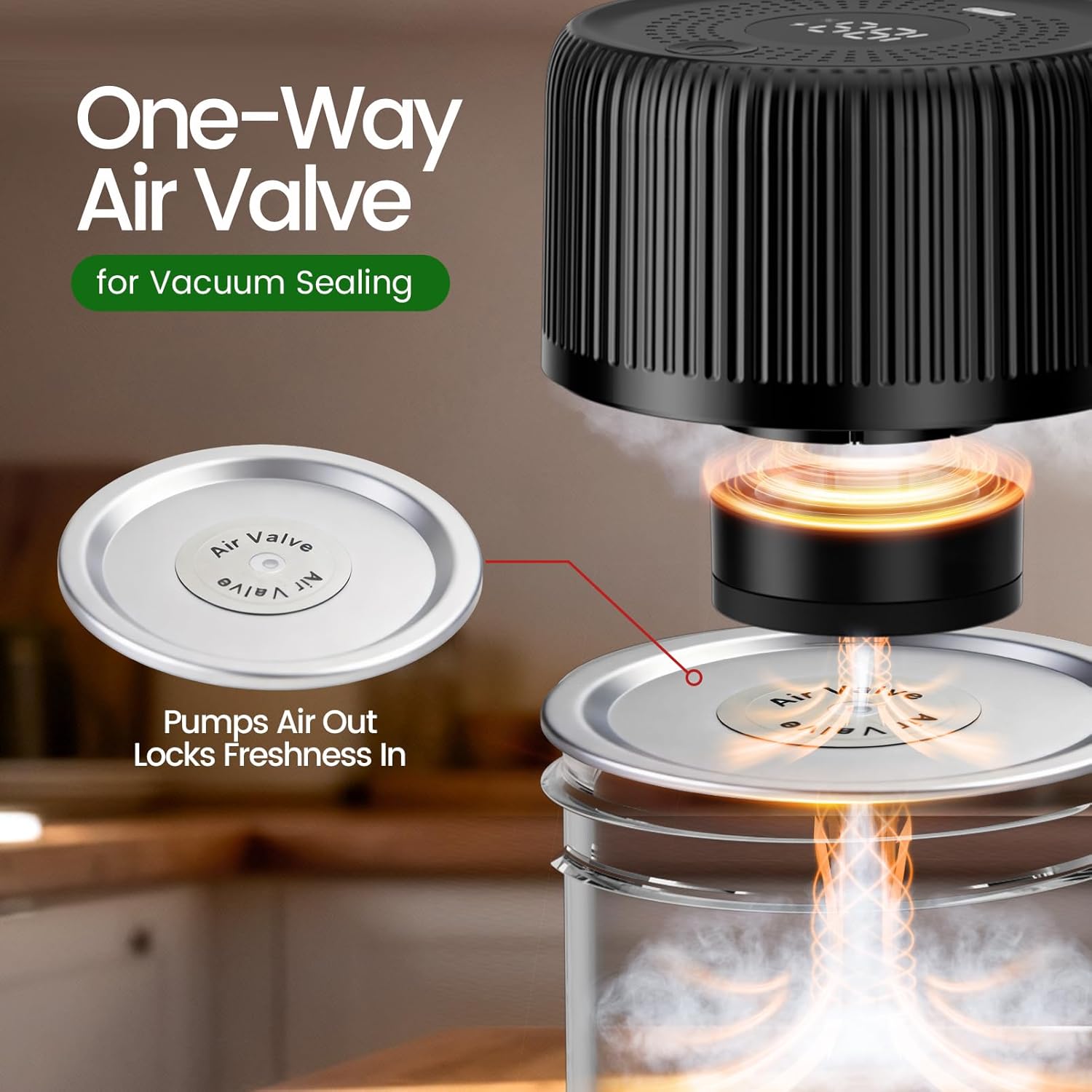 Mason jar vacuum sealer for All Your Food Storage: Wide Mouth Jars, Regular Mouth Jars and Vacuum Bags, Powerful Compact mason genie vacuum sealer kit,Portable Food Sealer Keep Food Fresh Longer