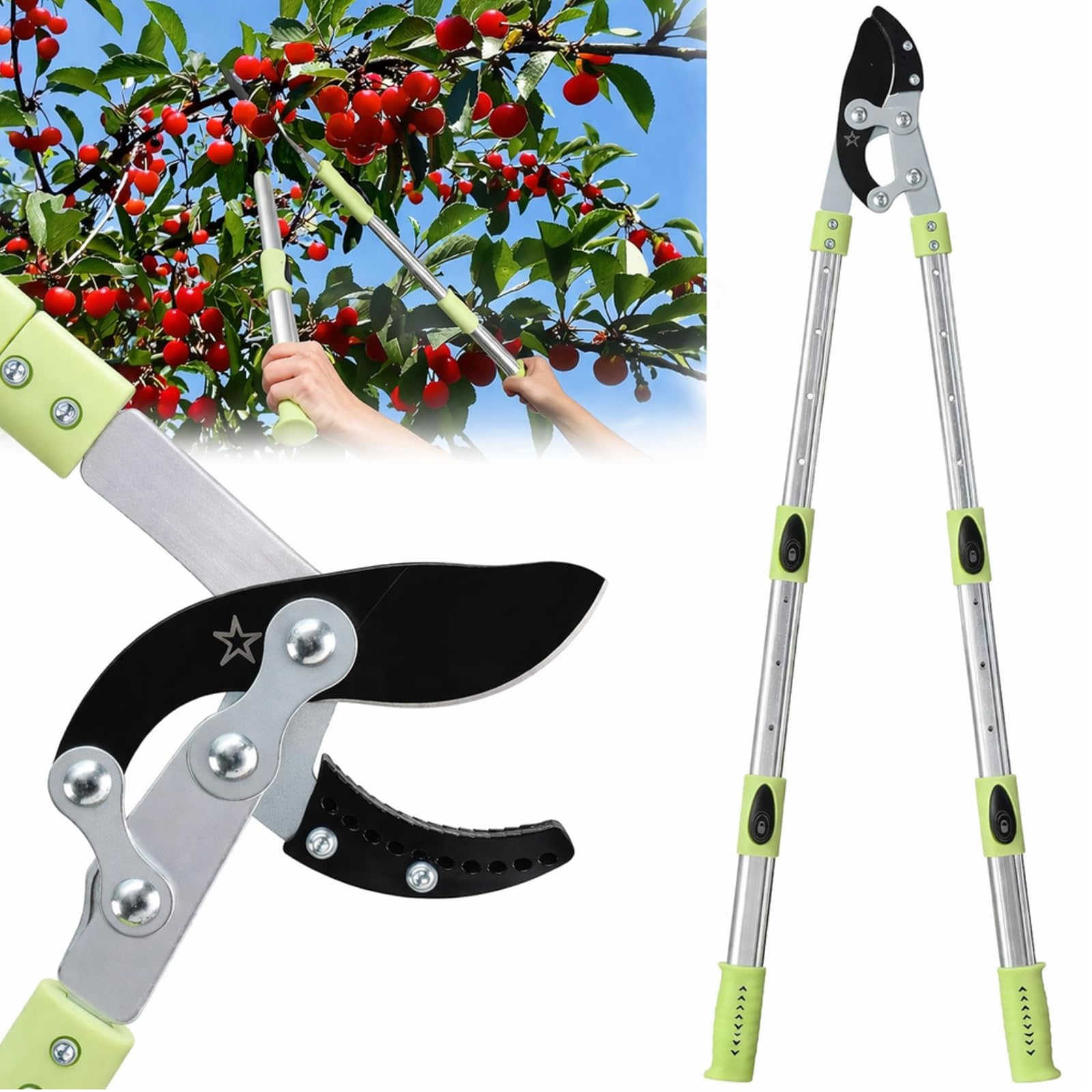 Photo 1 of Heavy Duty Hand Loppers Pruning Shears for Gardening,25"-44" Extendable Branch Cutter for Tree Limb Trimming, Lightweight Anvil Lopping Shears for up to 2” Thick Branches Cutters (Green)