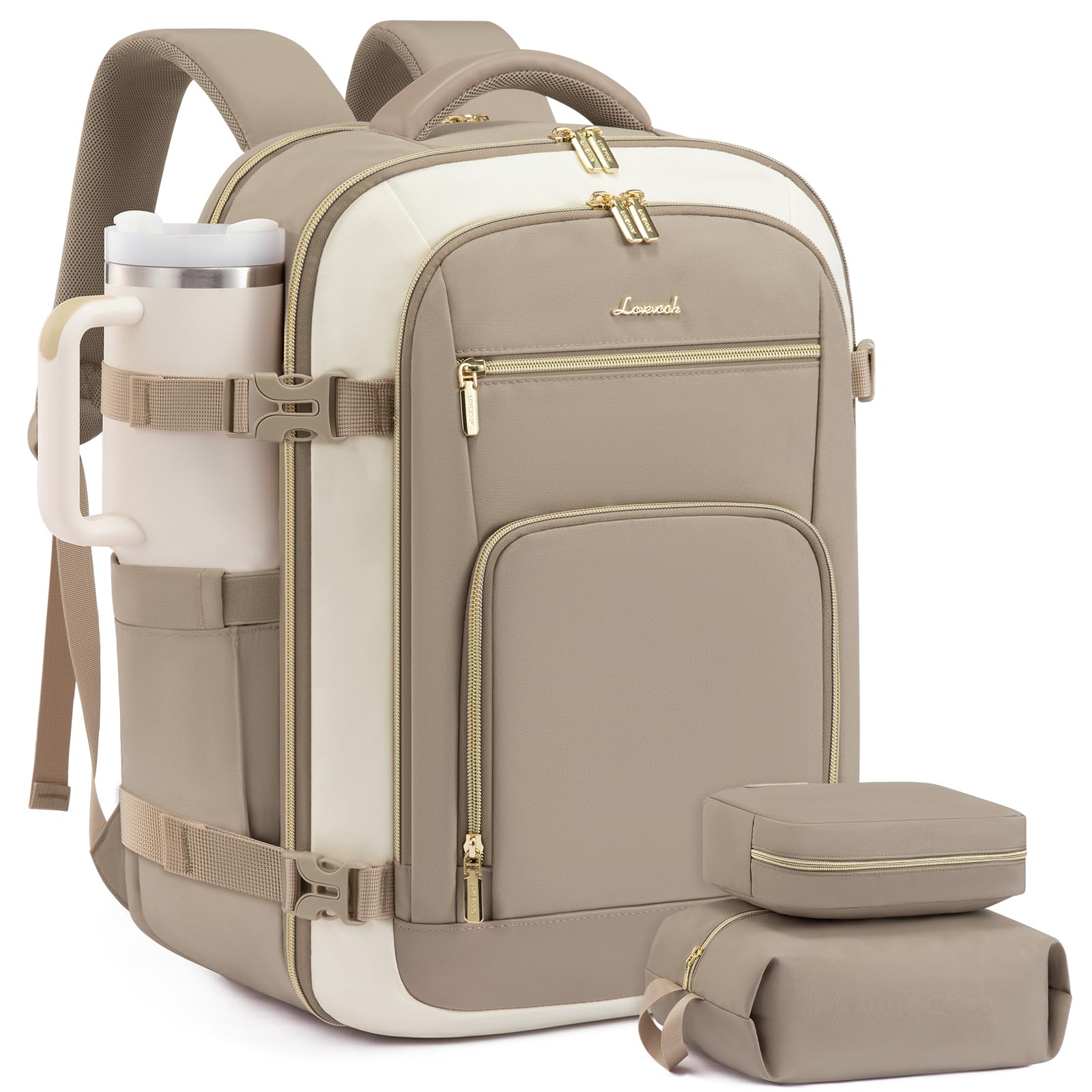 LOVEVOOK Travel Backpack For Women Flight Approved, 50L Carry On Backpack, Personal Item Travel Bag for Airplanes, Business Weekender Fit 18 Inch Laptop, Waterproof Overnight Daypack with 3 Cubes