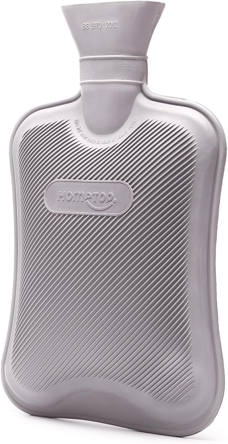 HomeTop Premium Classic Rubber Hot Water Bottle(Gray) Gray 67.63 Fl Oz (Pack of 1)