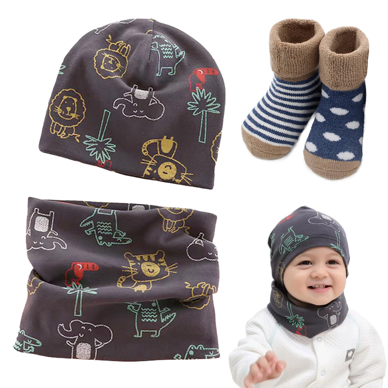 TYXHXTF Conjunto Gorro y Bufanda Otoño Bebé Invierno, Braga Cuello Niño, Gorro Bebe, Sombrero de Invierno Bufanda para Niños, para niños de 1 a 3 años