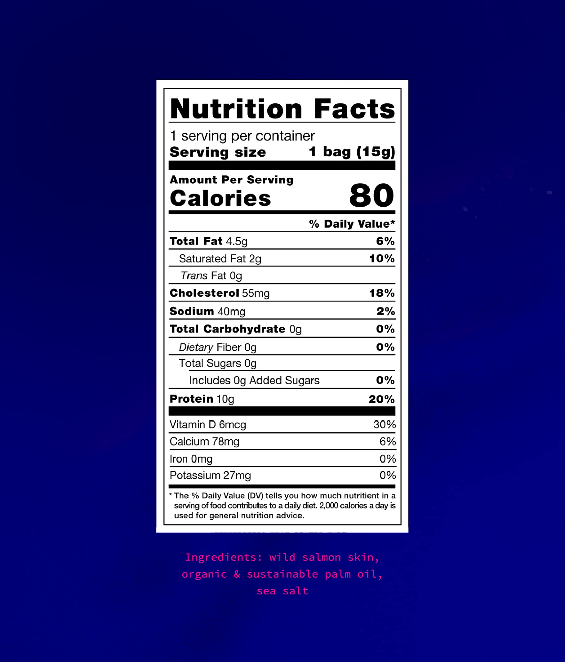 Crispy Salmon Skin Chips by GOODFISH Sea Salt, 8Pack WildCaught